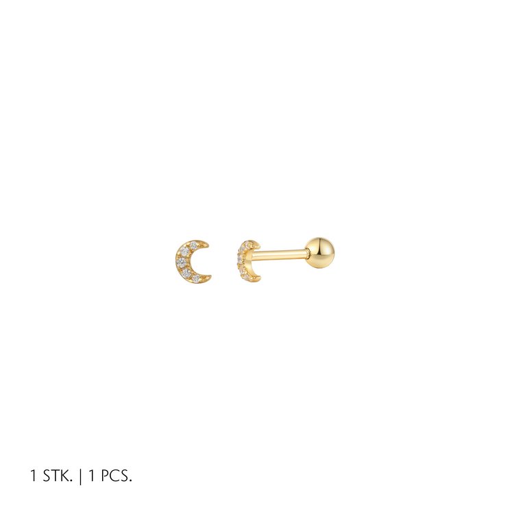 Piercing - Silber goldbeschichtet - Mond  3,6mm