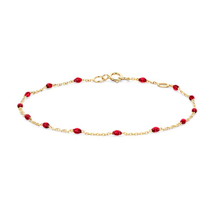 Armband 18 cm - Gold 585 14K - Resin - rot