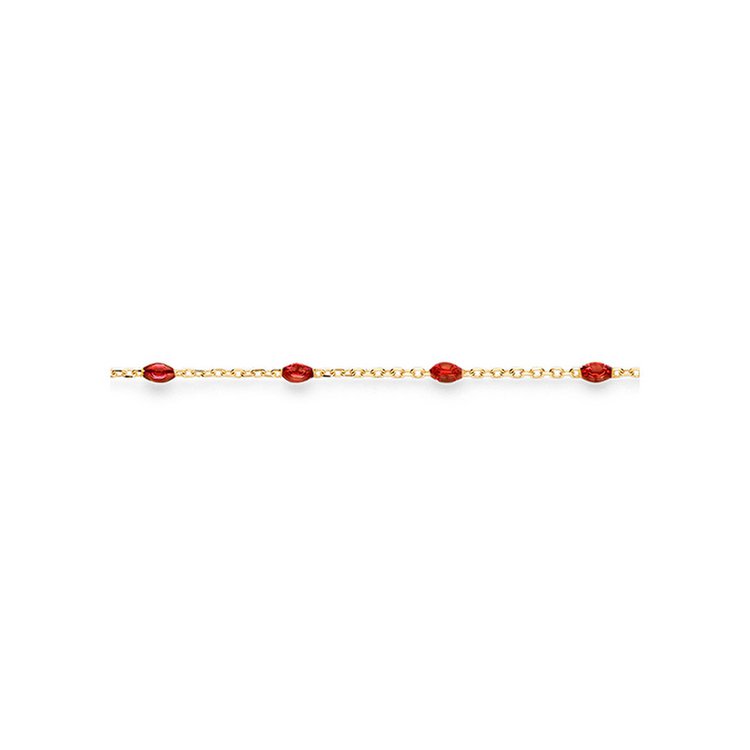 Armband 18 cm - Gold 585 14K - Resin - rot