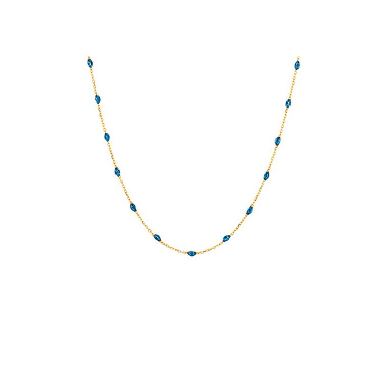 Halskette 42 cm - Gold 585 14K - Resin - blau