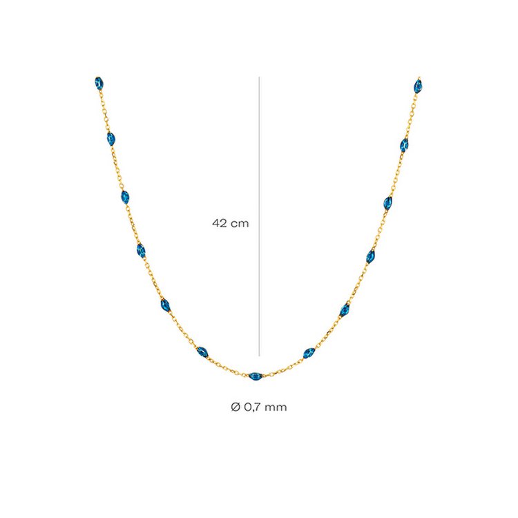 Halskette 42 cm - Gold 585 14K - Resin - blau