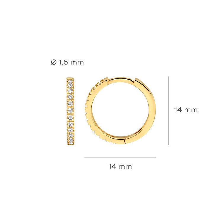 Creolen 14 mm - Gelbgold 585 14K - Zirkonia