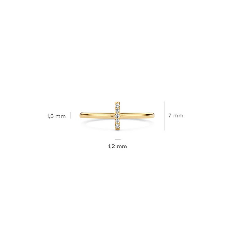 Ring 56 - Gelbgold 585 14K  - Steg - Zirkonia