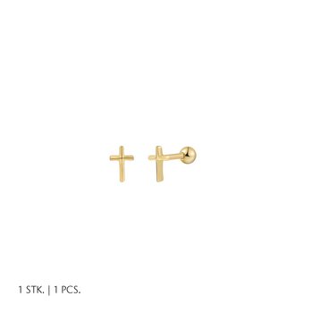 Piercing - Silber goldbeschichtet - Kreuz 3mm