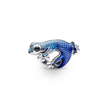 Bead - Silber - Metallic-Blaues Gecko Charm