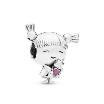 Bead - Sterlingsilber - Charm Girl with Pigtails